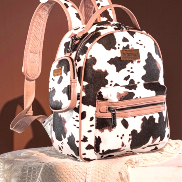 Wrangler Cow Print Backpack With Coin Pouch - Pink - Picture 3 of 7